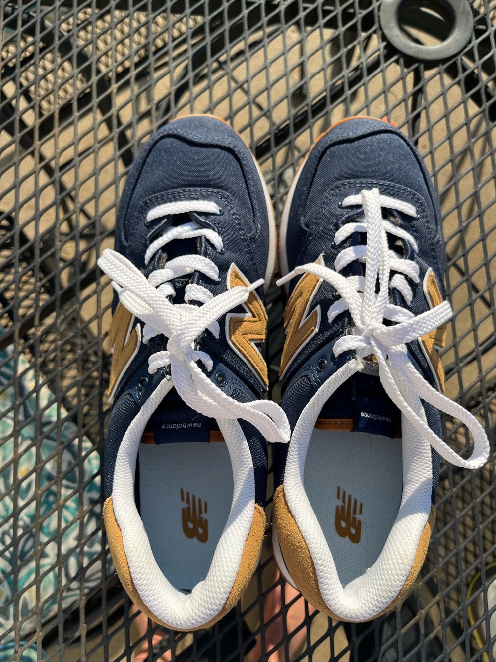 New Balance Navy and Tan Sneakers